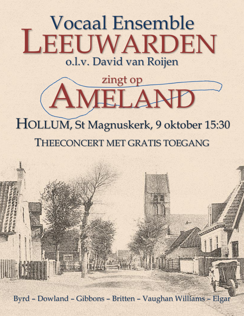 Poster concert Ameland, 9 oktober 2021